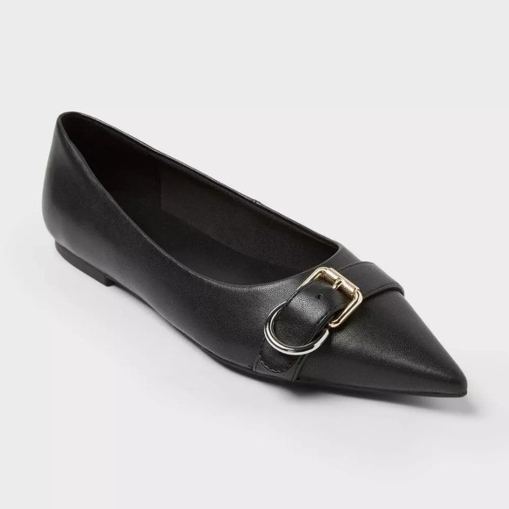 A‎ New Day Valentina Pointed Toe Flats Black Size 9 New With Tags